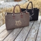 Tasche Shopper SARAH natur meliert mit Applikation Hirsch