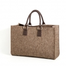 Tasche Shopper SARAH mit Ledergriffen - natur meliert braun - 100% Design Merino Filz