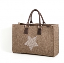 Tasche Shopper SARAH natur meliert mit Stern Applikation silber matt
