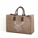 Tasche Shopper SARAH natur meliert mit Applikation Hirsch