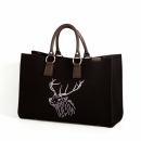Tasche Shopper SARAH schwarz mit Applikation Hirsch